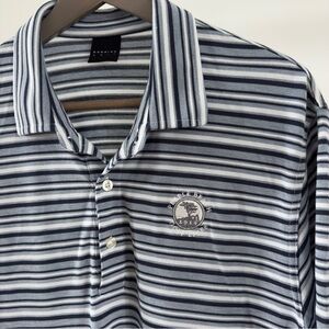 Dunning Golf Pebble Beach Golf Polo Shirt M Blue Stripes